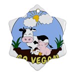 Friends Not Food - Cute Pig and Chicken Snowflake Ornament (Two Sides) Back