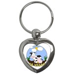 Friends Not Food - Cute Pig and Chicken Key Chains (Heart)  Front