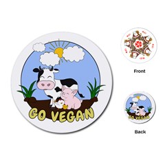 Friends Not Food - Cute Pig And Chicken Playing Cards (round)  by Valentinaart