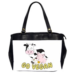 Friends Not Food - Cute Pig And Chicken Office Handbags (2 Sides)  by Valentinaart