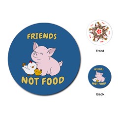 Friends Not Food - Cute Pig And Chicken Playing Cards (round)  by Valentinaart