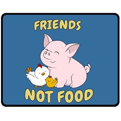 Friends Not Food - Cute Pig And Chicken Fleece Blanket (medium)  by Valentinaart