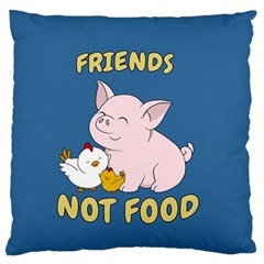 Friends Not Food - Cute Pig And Chicken Large Flano Cushion Case (two Sides) by Valentinaart