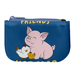 Friends Not Food - Cute Pig And Chicken Large Coin Purse by Valentinaart