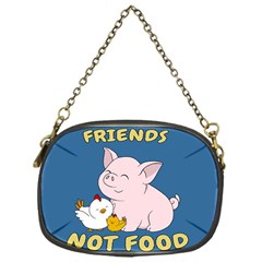 Friends Not Food - Cute Pig And Chicken Chain Purses (one Side)  by Valentinaart