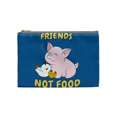 Friends Not Food - Cute Pig And Chicken Cosmetic Bag (medium)  by Valentinaart