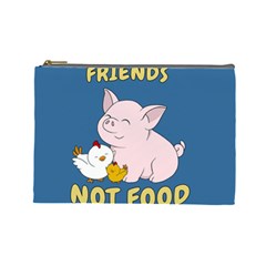 Friends Not Food - Cute Pig And Chicken Cosmetic Bag (large)  by Valentinaart