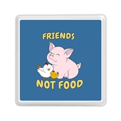 Friends Not Food - Cute Pig And Chicken Memory Card Reader (square)  by Valentinaart