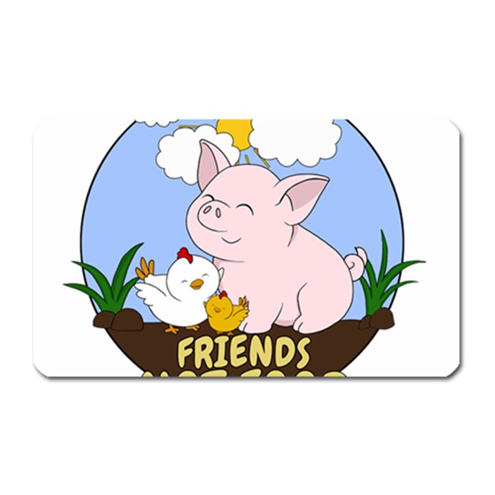 Friends Not Food - Cute Pig and Chicken Magnet (Rectangular)