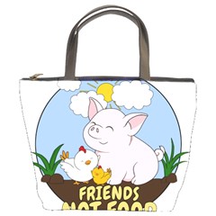 Friends Not Food - Cute Pig And Chicken Bucket Bags by Valentinaart