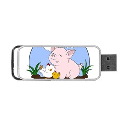 Friends Not Food - Cute Pig And Chicken Portable Usb Flash (two Sides)