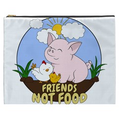 Friends Not Food - Cute Pig And Chicken Cosmetic Bag (xxxl)  by Valentinaart