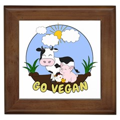 Friends Not Food - Cute Cow, Pig And Chicken Framed Tiles by Valentinaart