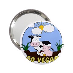 Friends Not Food - Cute Cow, Pig And Chicken 2 25  Handbag Mirrors by Valentinaart
