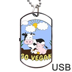 Friends Not Food - Cute Cow, Pig And Chicken Dog Tag Usb Flash (one Side) by Valentinaart