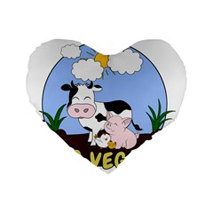 Friends Not Food - Cute Cow, Pig And Chicken Standard 16  Premium Heart Shape Cushions