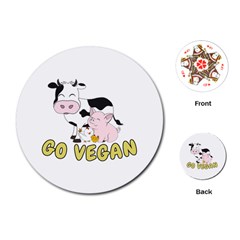 Friends Not Food - Cute Cow, Pig And Chicken Playing Cards (round)  by Valentinaart