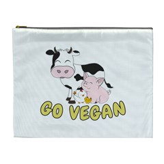 Friends Not Food - Cute Cow, Pig And Chicken Cosmetic Bag (xl) by Valentinaart