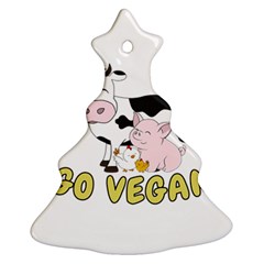 Friends Not Food - Cute Cow, Pig And Chicken Christmas Tree Ornament (two Sides) by Valentinaart