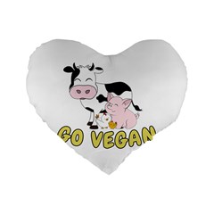 Friends Not Food - Cute Cow, Pig And Chicken Standard 16  Premium Flano Heart Shape Cushions by Valentinaart