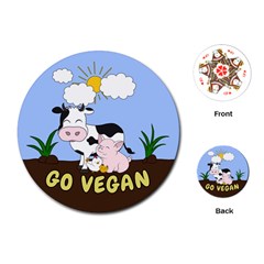 Friends Not Food - Cute Cow, Pig And Chicken Playing Cards (round)  by Valentinaart