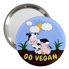 Friends Not Food - Cute Cow, Pig And Chicken 3  Handbag Mirrors by Valentinaart