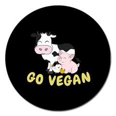 Friends Not Food - Cute Cow, Pig And Chicken Magnet 5  (round)