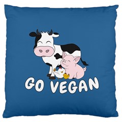 Friends Not Food - Cute Cow, Pig And Chicken Large Cushion Case (two Sides) by Valentinaart