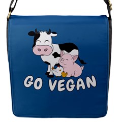 Friends Not Food - Cute Cow, Pig And Chicken Flap Messenger Bag (s) by Valentinaart