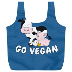 Friends Not Food - Cute Cow, Pig And Chicken Full Print Recycle Bags (l) 