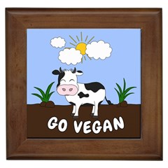 Friends Not Food - Cute Cow Framed Tiles by Valentinaart