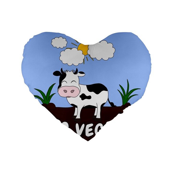 Friends Not Food - Cute Cow Standard 16  Premium Flano Heart Shape Cushions