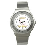 Friends Not Food - Cute Cow, Pig and Chicken Stainless Steel Watch Front