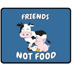 Friends Not Food - Cute Cow, Pig And Chicken Double Sided Fleece Blanket (medium)  by Valentinaart