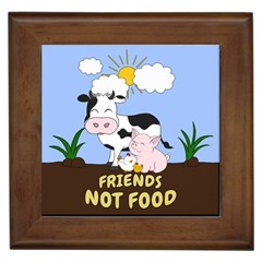Friends Not Food - Cute Cow, Pig And Chicken Framed Tiles by Valentinaart