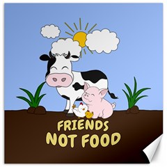 Friends Not Food - Cute Cow, Pig And Chicken Canvas 12  X 12   by Valentinaart