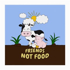 Friends Not Food - Cute Cow, Pig And Chicken Medium Glasses Cloth (2-side) by Valentinaart