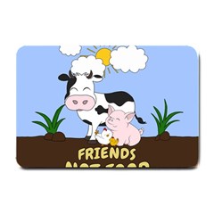 Friends Not Food - Cute Cow, Pig And Chicken Small Doormat  by Valentinaart