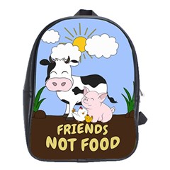 Friends Not Food - Cute Cow, Pig And Chicken School Bag (xl) by Valentinaart