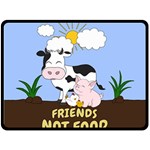 Friends Not Food - Cute Cow, Pig and Chicken Double Sided Fleece Blanket (Large)  80 x60  Blanket Back