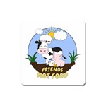 Friends Not Food - Cute Cow, Pig and Chicken Square Magnet Front