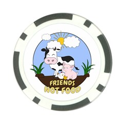 Friends Not Food - Cute Cow, Pig And Chicken Poker Chip Card Guard by Valentinaart