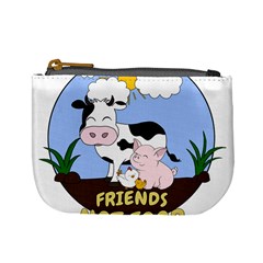 Friends Not Food - Cute Cow, Pig And Chicken Mini Coin Purses by Valentinaart