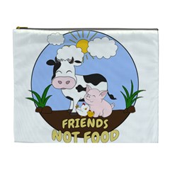 Friends Not Food - Cute Cow, Pig And Chicken Cosmetic Bag (xl) by Valentinaart