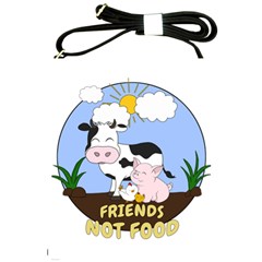 Friends Not Food - Cute Cow, Pig And Chicken Shoulder Sling Bags by Valentinaart