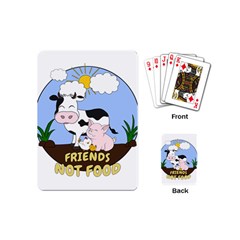 Friends Not Food - Cute Cow, Pig And Chicken Playing Cards (mini)  by Valentinaart