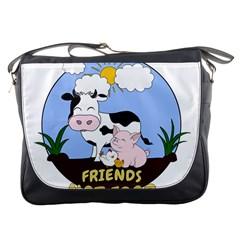 Friends Not Food - Cute Cow, Pig And Chicken Messenger Bags by Valentinaart