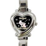 Friends Not Food - Cute Cow, Pig and Chicken Heart Italian Charm Watch Front