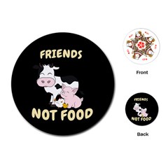 Friends Not Food - Cute Cow, Pig And Chicken Playing Cards (round)  by Valentinaart