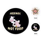 Friends Not Food - Cute Cow, Pig and Chicken Playing Cards (Round)  Front